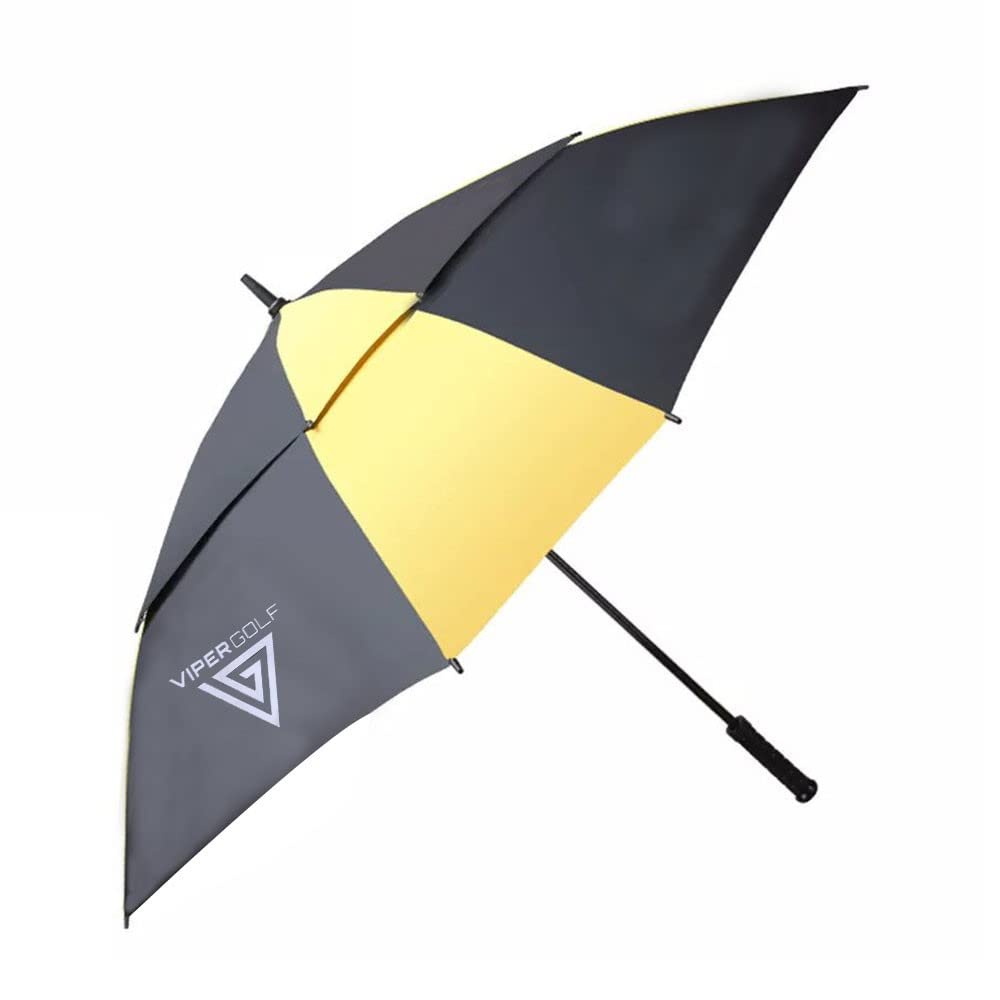 Viper Golf Windproof Automatic Open Double Canopy 44 Inch Golf Umbrella - (Black/Yellow)