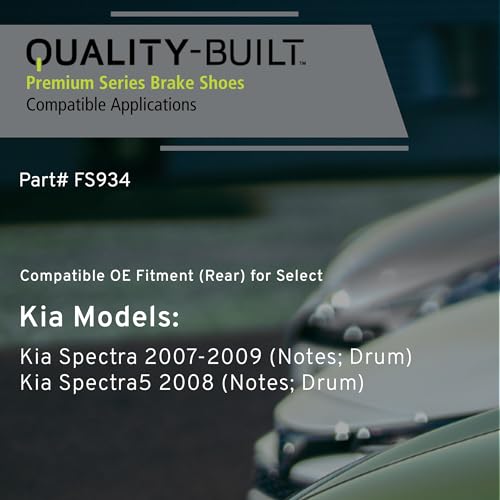 QUALITY-BUILT Rear Drum Brake Shoes, FS934, Compatible with 2007-2009 Kia (Spectra,Spectra5) by Quality-Built - Image 2