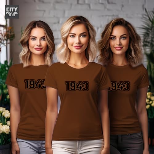 T-shirt 1943 femme marron le cadeau d'anniversaire original