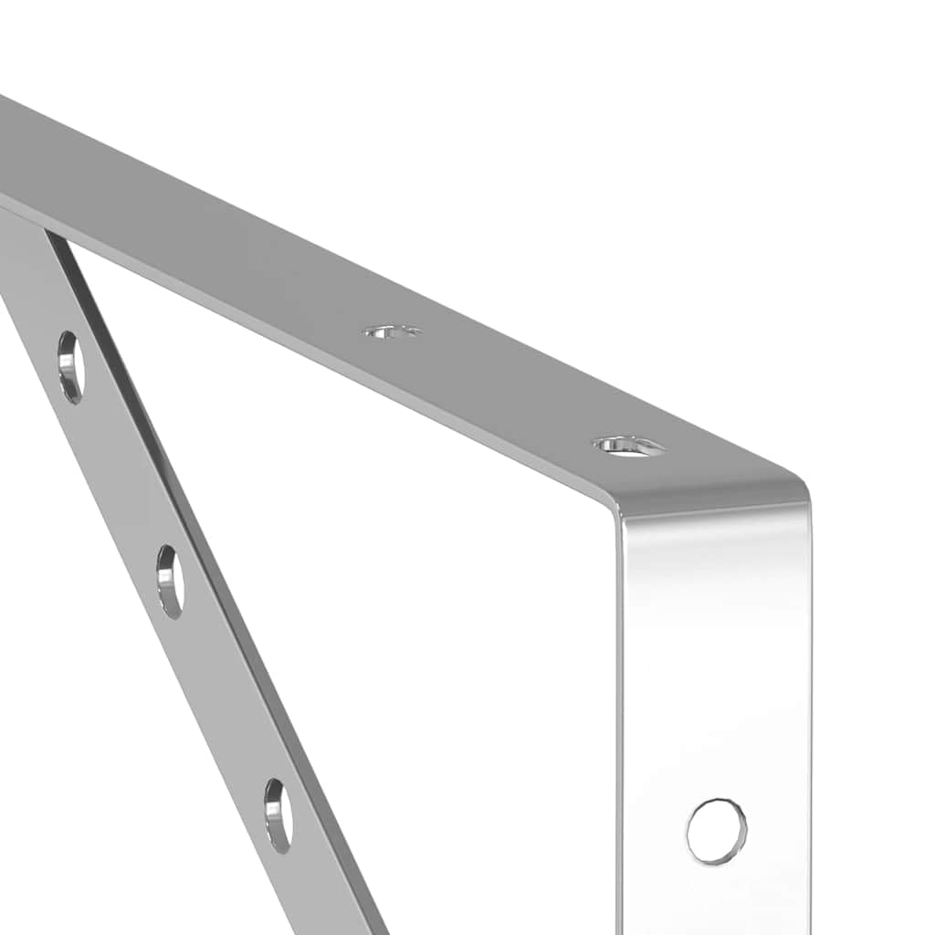 Soporte de estante de acero inoxidable en plata 40 x 2,5 x 25 cm, 4 unidades con tornillos y tacos para estante de pared, estantería colgante, estantería, soporte para ahorrar espacio para