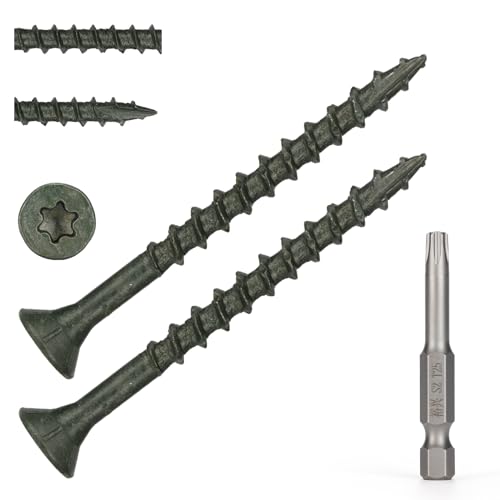 Image of Wood Screws #8 x 2'', T25 Star Torx Drive Flat Head Deck Screws, Green, 127Pcs (1lb)