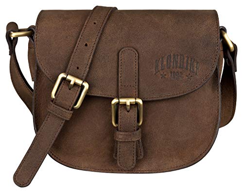 Sac bandoulière femme cuir Yukon Carey authentique marron foncé 19cm