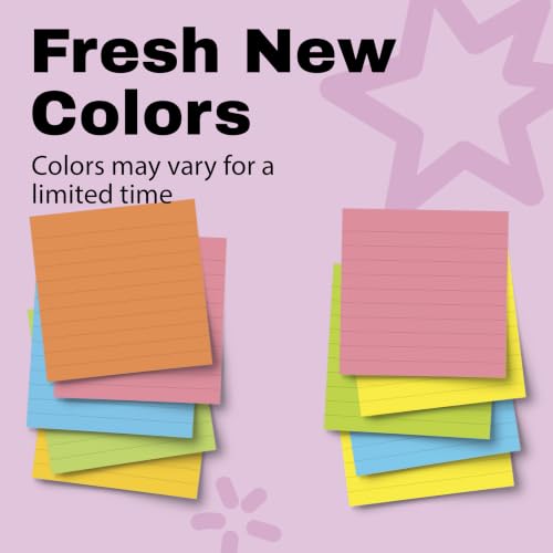Post-it Super Sticky Notes, 4 x 4 in., Neon Fizz, 6 Lined Pads - image 3