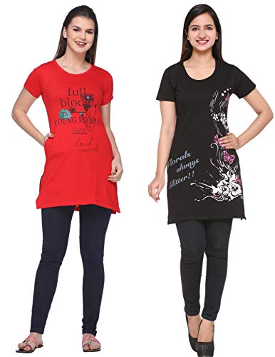 Image of In Love Women's Plus Size Cotton Printed T-Shirt with Pocket - Combo Pack of 2