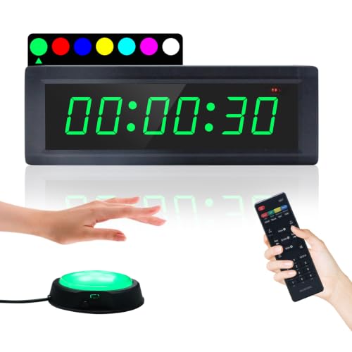 YZ Gym Timer for Home Gym with Start/Stop Button 7 Colour Digital Gym Clock with Stopwatch Interval Timer for Workout 12/24H Digital Wall Clock Portable Home Gym Accessories