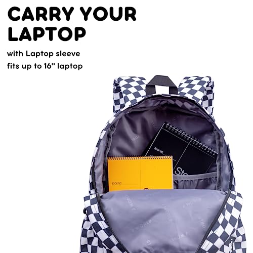 Image of J World Oz High School Backpack for Kids. Cute Laptop Bookbag for Girls Boys, Wavy Checkers