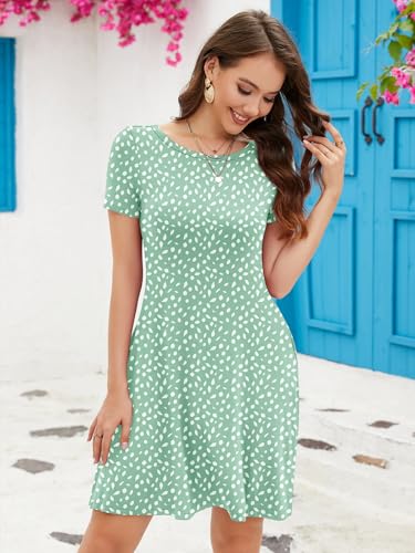 Image of KORSIS Summer Women's Dress Casual T-Shirt Short Sleeve Dresses Swing Flowy Beach Vacation Work Sundress with Pockets