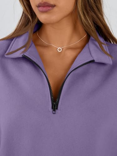 Image of Trendy Queen Women's Oversized Sweatshirts Half Quarter Zip Fleece Sweaters | Soft Cozy Zip Pullover, Comfort Warm Sweaters for Fall Winter, Fashion Mock Neck Outfits
