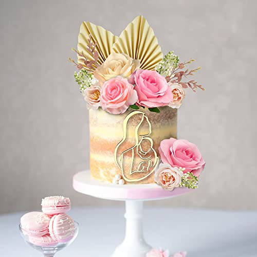 Ufromsky 16Pcs Boho Cake Topper Flower Boho Cake Toppers Pink Cake Decor With Palm Leaves Artificial White Pink Flowers Plants And Women Topper For Mothers Day Birthday Wedding Party Supplies #TOP5