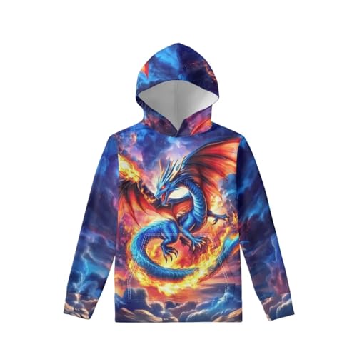 Image of WELLFLYHOM Boys Hooded Sweatshirts Hoodie Pullover Cool Graphic Crewneck Blouses Size 6-16