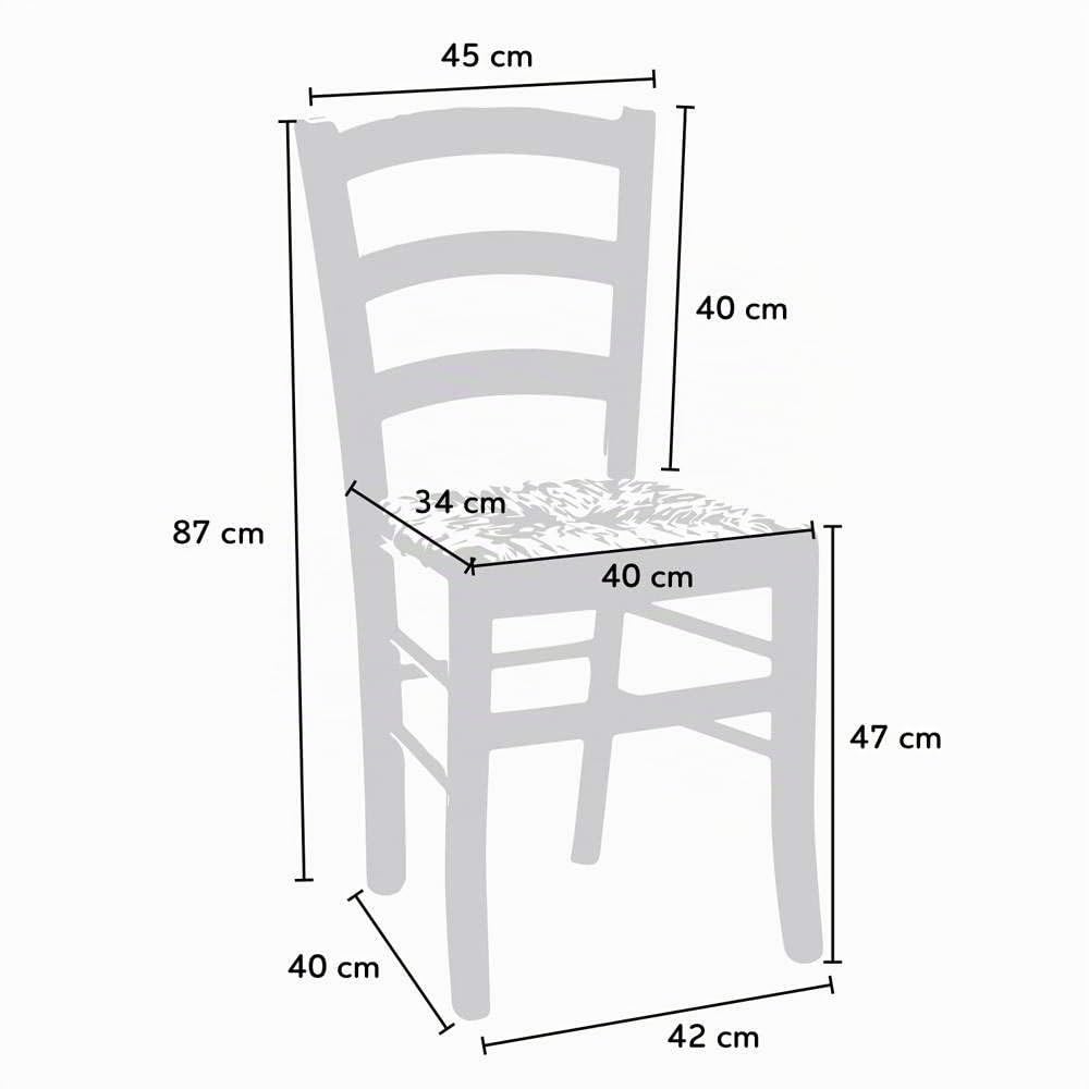 SISA srl, Set di 6 Sedie Sala da Pranzo Legno, Sedie Cucina Legno, Arredo Casa, Modello Paesana, Colore Laccato Bianco, Seduta Paglia, 45x37x87, Sedie Bianche, Made In Italy
