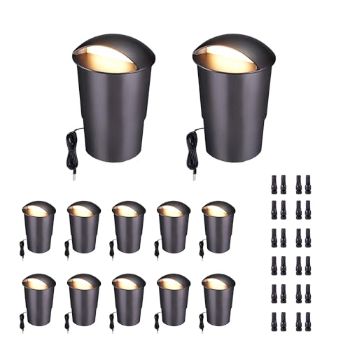 Varmtalys In Ground Well Lights 2700K - 12V Wired One Directional Inground Fixture, 5 Colors Ground Landscape Lighting, LED ORB Aluminum for Patio Sideway Pathway 3W 170LM 12 Pack