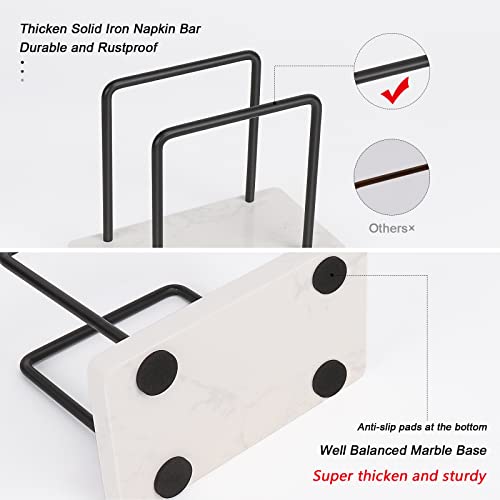 Livabber Napkin Holder, Metal Napkin Holder Modern Freestanding Tissue Paper Dispenser For Table Kitchen Countertop (Marble Base, Black) #TOP2