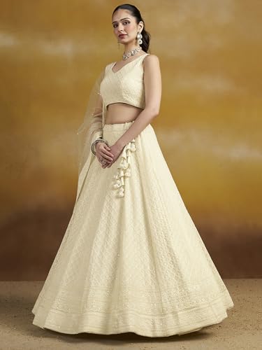 Image of Zeel Clothing Women's Sequins Thread Embroidered Georgette Lehenga Choli With Dupatta (5124-Women-Lehenga-Choli-New; Free size)