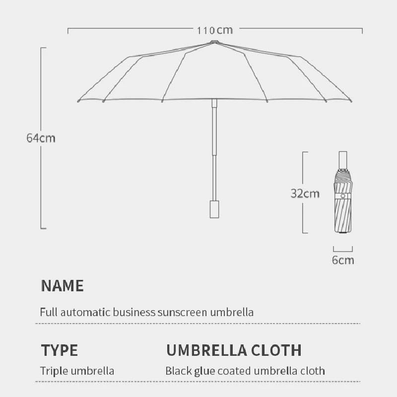 Image of The Purple Tree 24-Rib Windproof Umbrella - Heavy Duty Automatic Open Umbrella, UV Protection, Reinforced Frame, All-Weather Folding Umbrella for Men & Women