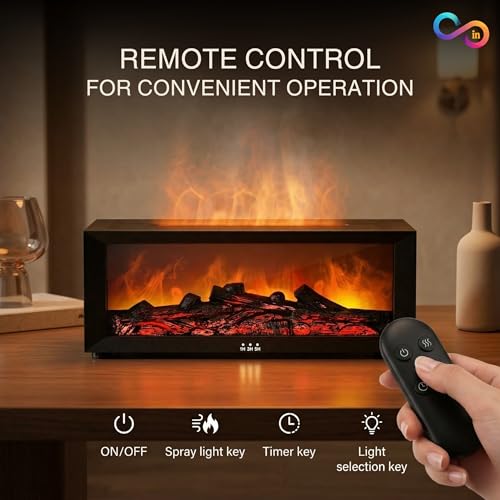 LOOPED IN Fireplace Flame Aroma Diffuser, Black - Image 8
