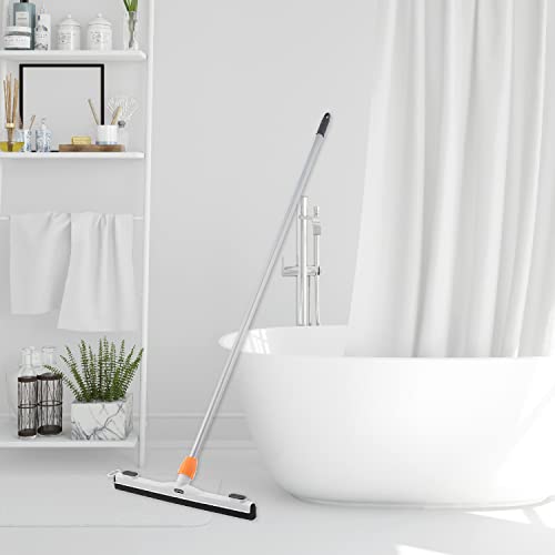 Image of Floor Squeegee for Concrete, Tile, Laminate, Garage, Bathroom Floor 48 inch Long Handle Window Squeegee 18 inch Foam Floor Squeegee Heavy Duty-Superio
