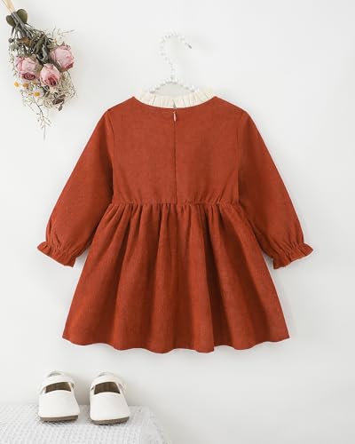 Kucnuzki Baby Girl Outfit Casual Long Sleeve Fall Winter Dresses Ruffle Little Girls Toddler Dress Kids Baby Clothes 7