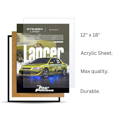 Image of Posternet MITSUBISHI Lancer Wall Poster Frames | 12x18 inch | Fast and Furious Themed JDM Cars | Hanging Wall Artwork Frames for Living Room, Bedroom, Office and Etc
