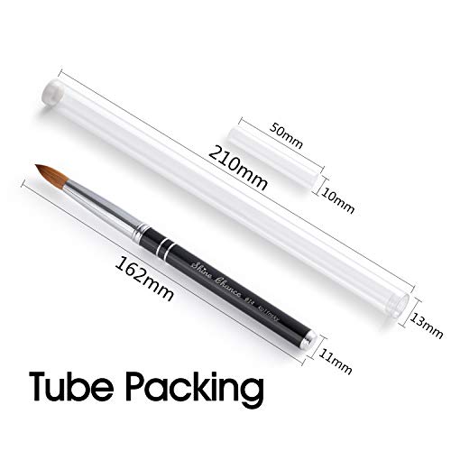 Shine Chance of Size 8/10/12/14 Kolinsky Hair Acrylic Brush for Artificial Nail Fashioning with Two Lines Black Handle (#14)