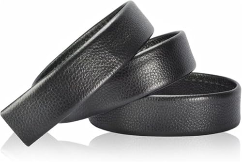 Men's Leather Ratchet Belt Strap without Buckle, Men's Cowhide Leather Belt 3.5cm Casual Round Tail Belt4