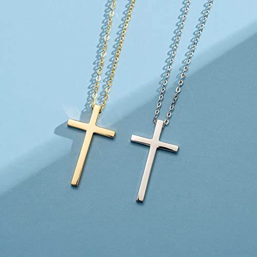 Carleen 14K Solid Real Yellow Gold Small Little Faith Cross Crucifix Pendant Necklaces Jewelry Valentines Day Gift Idea for Women, 18" Chain - Image 8