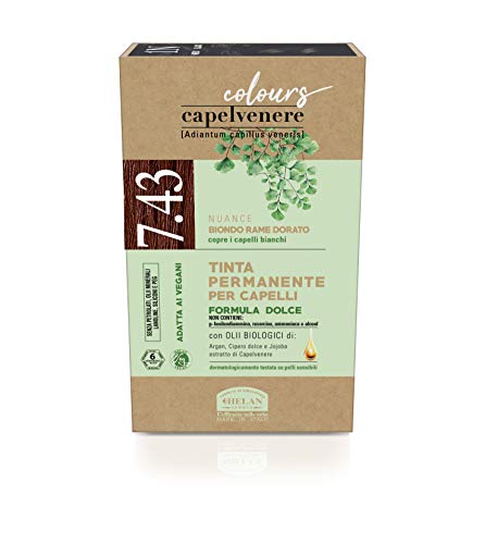 Helan, Capelvenere Colours, 7.43, rubio cobre dorado, tinte permanente, sin amoniaco