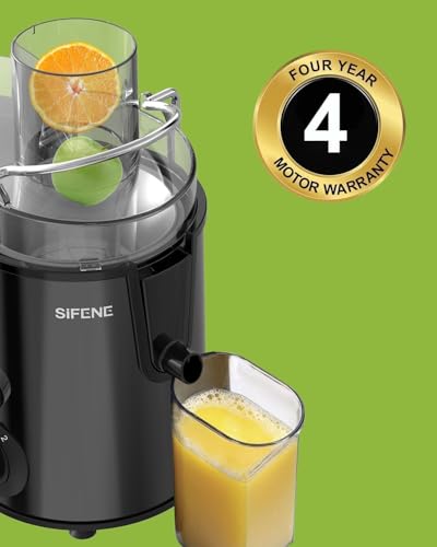 Image of SIFENE Compact Centrifugal Juicer, 3 inch Wide Chute, Peak Power 800W, Gray | 3-speed ingredient control, easy-clean removable parts, apples, carrots, celery and beet prep, BPA-free food-contact parts
