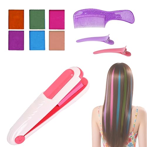 SKIKHN Spielzeug Haarfärbestift, Geschenk Mädchen 4 5 6 7 8 9 Jahre, Magic Hair Styling Tools mit 6 Zauber Farbpaletten, für Temporäre Haarfarbe Mädchen Geburtstag Weihnachten