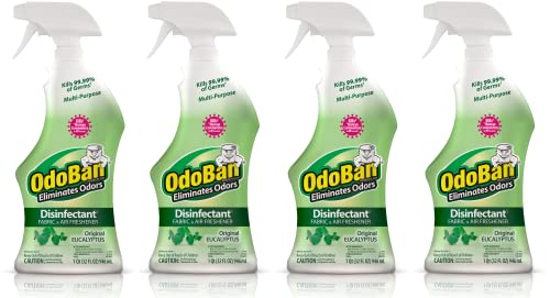 Image of OdoBan Ready-to-Use Disinfectant and Odor Eliminator, Set of 4 Spray Bottles, 32 Ounces Each, Original Eucalyptus Scent