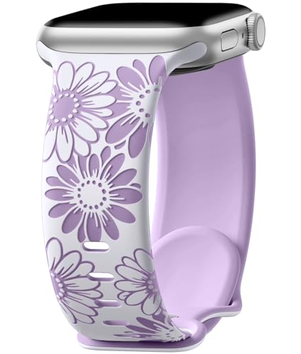 DaQin Floral Engraved Band Compatible with Apple Watch Bands for Women 40mm 41mm 42mm 44mm 45mm 46mm...