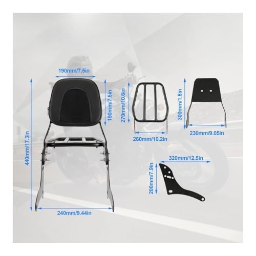 Soutien dossier passager amovible avec porte-bagages moto pour Rebel 500 CMX300 2017-2022 - 2