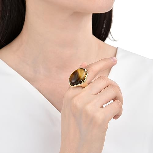 Natural Stone Adjustable Finger Rings Semi Precious Oval Shaped Gemstone Jewelry For Women Anniversary Birthday Wedding Gift4