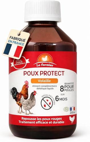 Le Fermier Poux Protect 250 ML – Anti Poux Rouges Poules Naturel – Complément Liquide Volailles – Éloigne Parasites Internes – sans Danger Œufs & Consommation – Poules, Canards, Oies