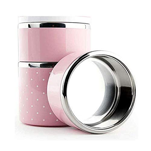 Fiambrera bento box de acero inoxidable REYG con tazones redondos apilables aislados de 3 capas 4