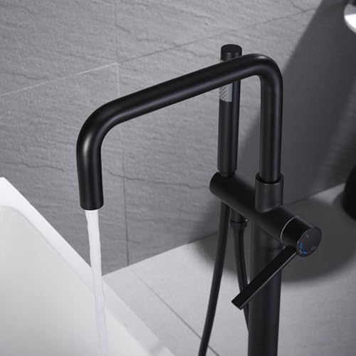 Mitigeur de baignoire autoportant en finition noire mate pour salle de bains