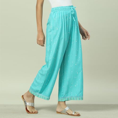 Image of Rangriti Sea Green Liva Palazzo for Women
