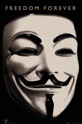 Poster V for Vendetta Mask grand format 61x91,5 cm parfait pour décorer un salon de cinéphile