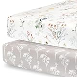 Pobibaby - 2 Pack PremiAum Fitted Baby Girl Crib Sheets for Standard Mattress - Ultra-Soft Jersey Knit, Safe and Snug, and Stylish Floral Crib Sheet (Wildflower)