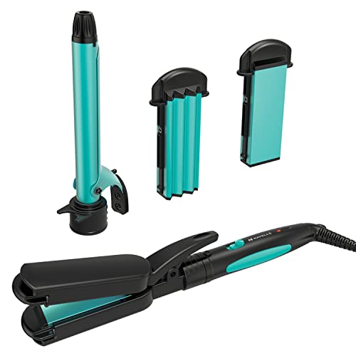 Image of Havells HC4043 3 in 1 Hair Styler - Straightener, 19mm Curler, Crimper for Multiple Styles - (Blue /Black)