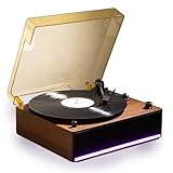 Vedo toca-discos retro com led rgb: giradiscos 3 velocidades