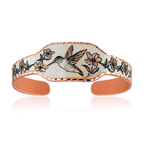 Image of Hummingbird Cuff Bracelet, Copper Hummingbird Bracelet, Hummingbird Jewelry Gifts, Hummingbird Cuff, Adjustable Copper Cuff, Bird Gifts