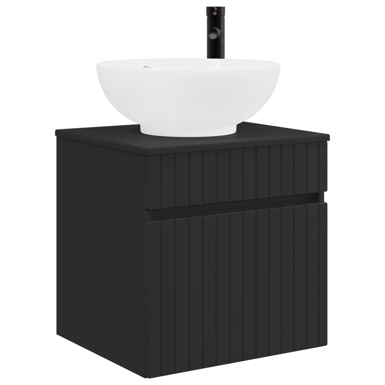 Vidaxl Black Wall-Mounted Sink Vanity 49 X 44.5 X 66.5 Cm,