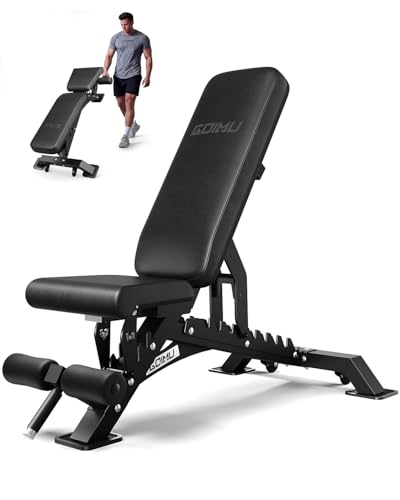 GOIMU WB01 Adjustable Weight Bench, 1000LB Heavy Duty Workout Bench for Home Gym, Multi-Angle Gym Bench with Thickened Steel Frame, Incline Decline Flat Bench for Full Body Training & Bench Press (Black)