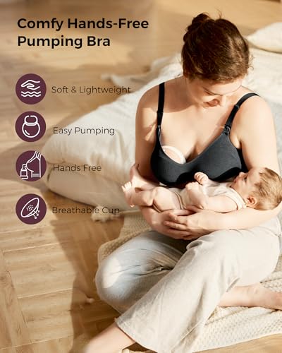 Image of Momcozy Hands-Free Pumping Bra, Breathable Tencel Fabric Breast Pump Bra | Stable hands-free pumping with 300+ air holes for 80% more breathability and eco-friendly plant fibers for all-day support