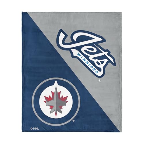 Northwest NHL Winnipeg Jets Halftone Silk Touch Throw Blanket, 46 x 60 in, Ultra Soft Plush Polyester, Lightweight Warm Decorative Couch Bed Hockey Fan Gift