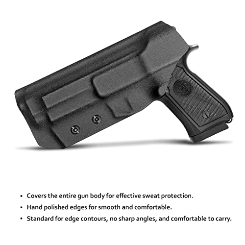 Beretta 92FS 92A1 96A1 Holster IWB / OWB Kydex Holster For Beretta 92 FS / 92 A1 / 96 A1 Pistol Accessories- Inside / Outside Waistband Concealed Carry - Adj. Width Height Retention Cant, Cover Mag-Button, Entrance Widened