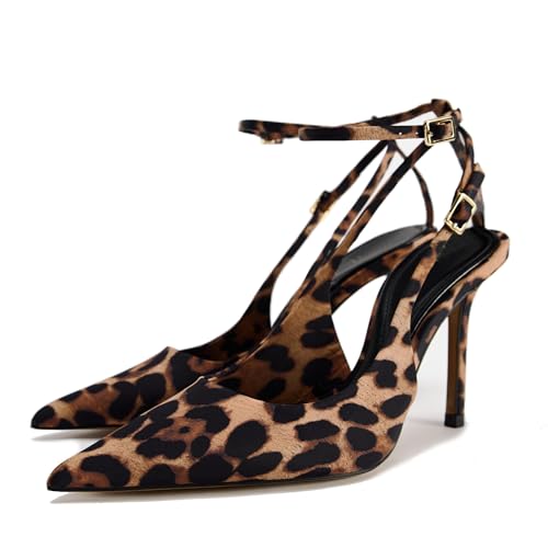 Patent Leather Slingback Pumps for Women Ankle Strap Pointed Toe Stiletto Heel Sexy High Heels3