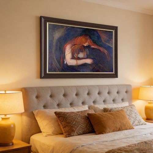 Impression sur toile Vampire Edvard Munch chef-d'œuvre avec cadre suspendu
