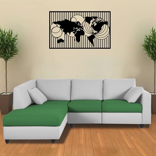 Image of Florian LHS 4 Seater L Shape Sofa Set for Living Room (Green Grey Fabric) Premium Fabric Sofa